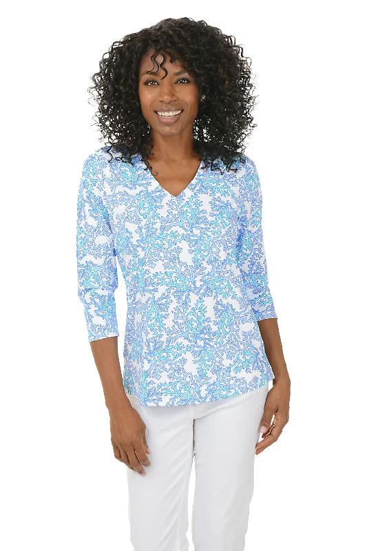 Blue Coral Classic UPF50+ V-Neck Top