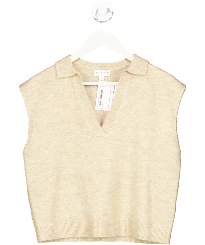 PRETTY LAVISH Beige Hayden Knit Top UK M