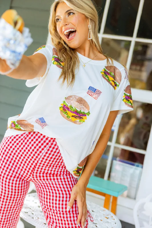 White Scattered American Burger Tee