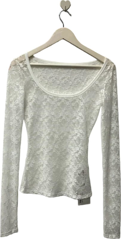 Prod White Lace Long Sleeve Top UK M