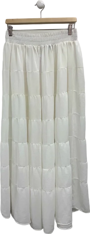 Nasty Gal White Tiered Maxi Skirt UK S