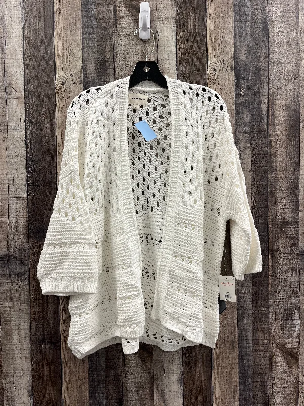 Sweater Cardigan By Lucky Brand In White, Size: L