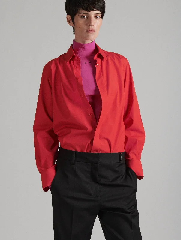 Red cotton poplin shirt