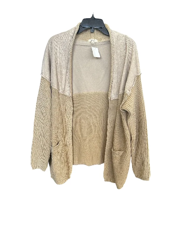 Sweater Cardigan By Easel In Tan, Size: S