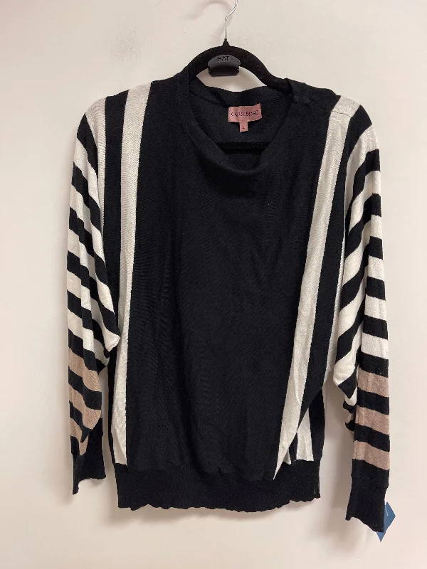 Sweater By Carol Rose In Black & White, Size: L