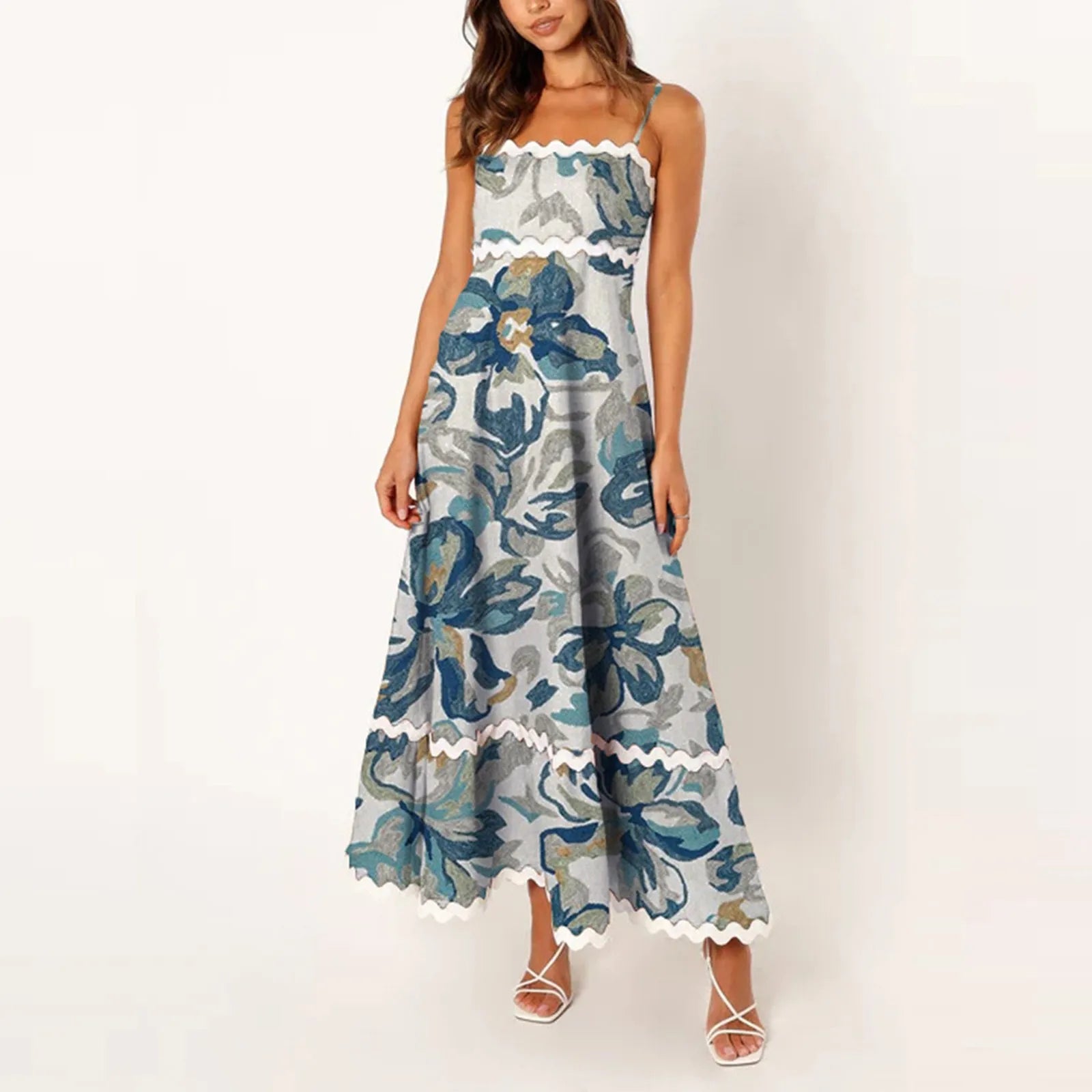 Holiday 2024 Color Vacation Strap Long Skirt Boho Dress