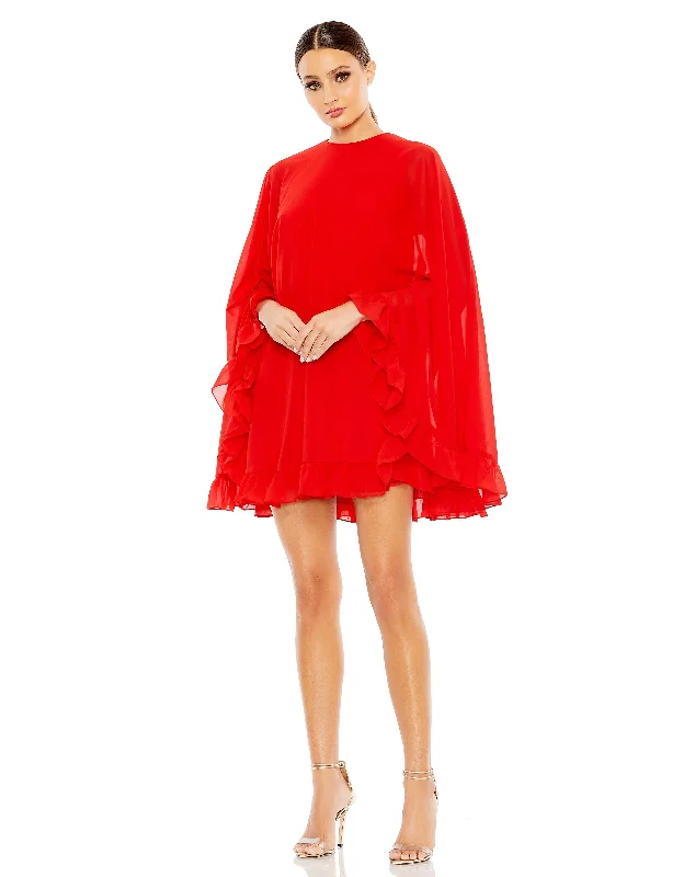 Mac Duggal 554071 Short Cocktail Mini Cape Dress