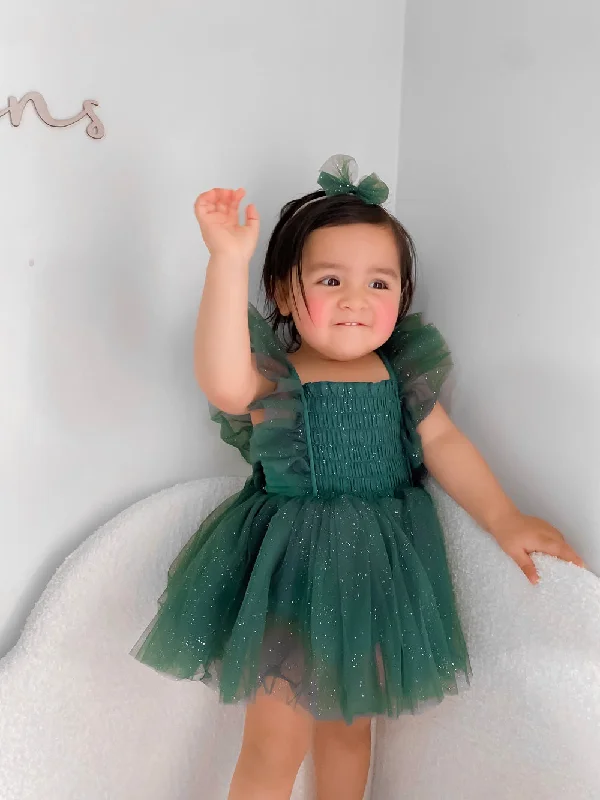 Lotus Green Sparkle Baby Christmas Romper