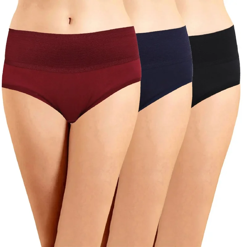 Broad belt Outer Elastic Belly Control Panties  (Pack of 3)