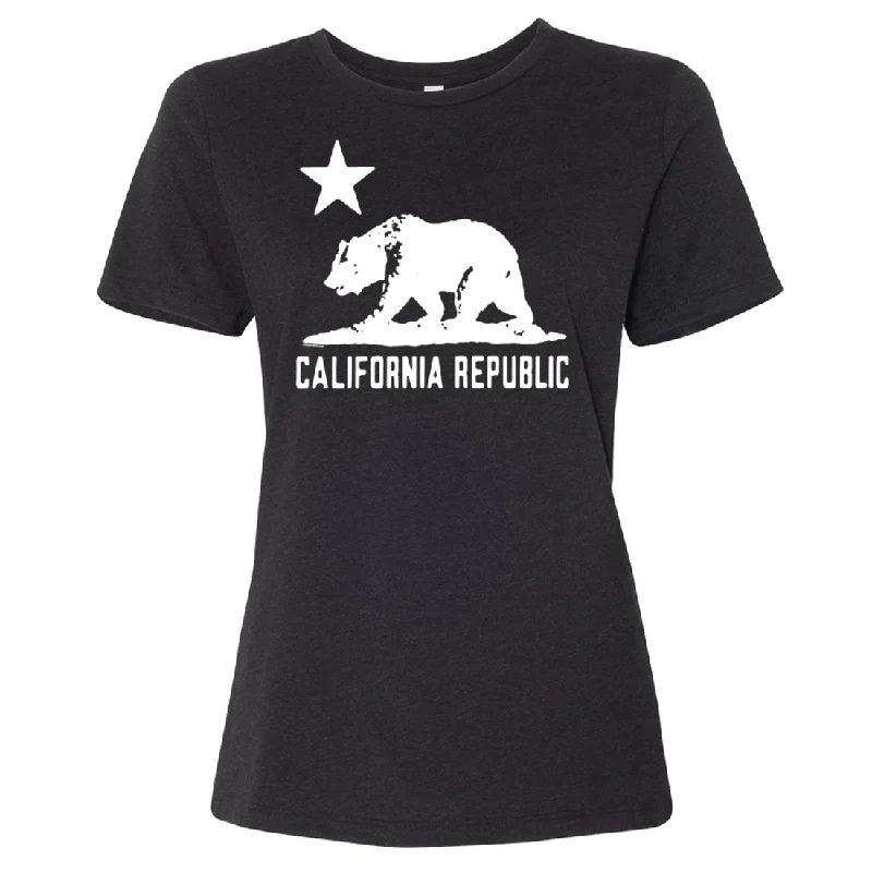 California Flag Oversize White Silhouette Women's Relaxed Jersey Tee