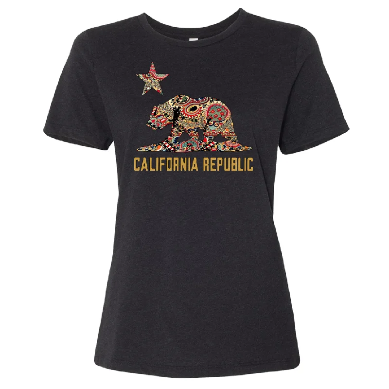 California Republic Paisley Bear Women's Relaxed Jersey Tee