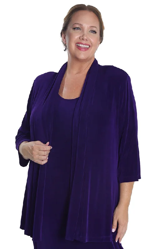 Vikki Vi Classic Royal Purple 3/4 Sleeve Kimono Jacket