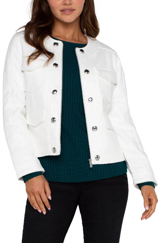 SCOOP NECK QUILTED ZIP JACKET