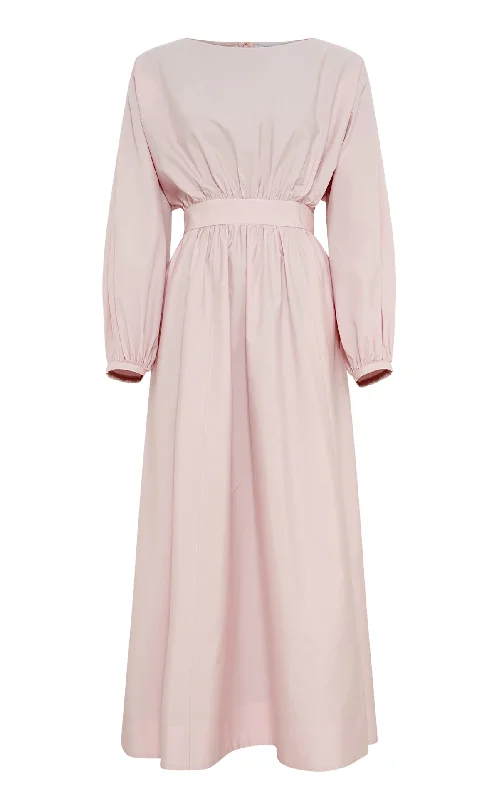 Ahmose Maxi Dress in Pale Blush Sea Island Cotton Poplin