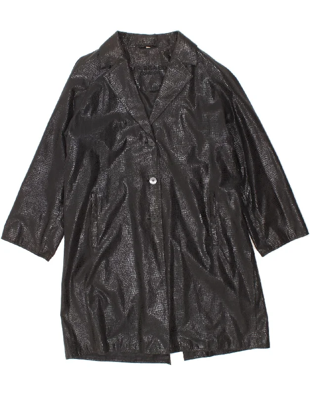 FOUR SEASONS Womens Loose Fit Overcoat UK 16 Large Black Animal Print