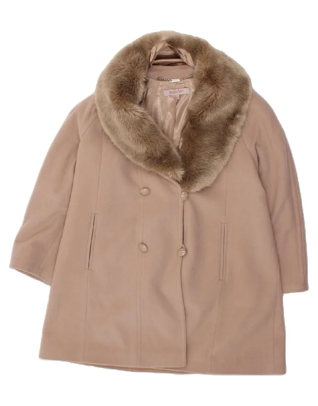 JACQUES VERT Womens Oversized Double Breasted Coat UK 14 Large Beige