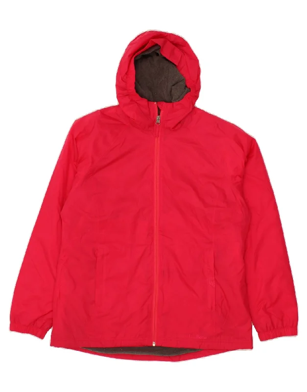 L.L.BEAN Womens Hooded Rain Jacket UK 14 Medium Red Nylon