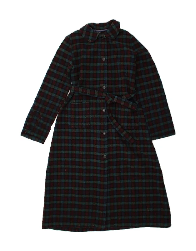 FOXFORD Womens Overcoat UK 10 Small Multicoloured Check New Wool