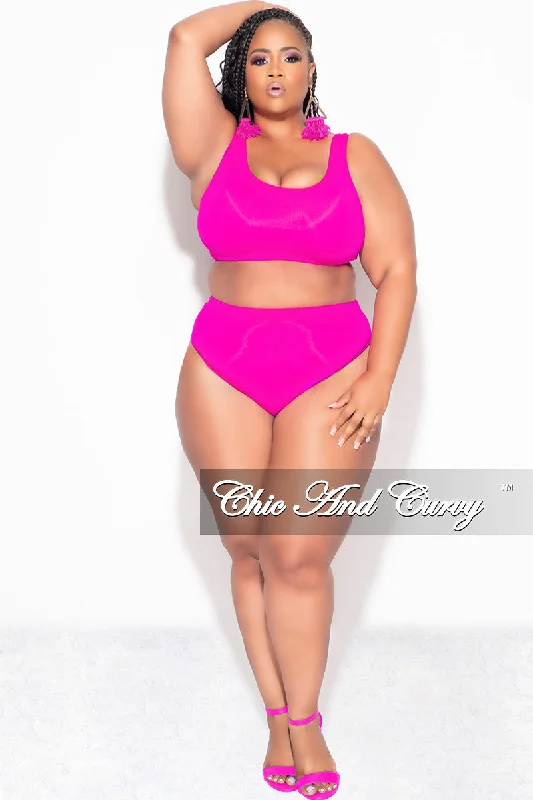 Final Sale Plus Size Bikini Set in Neon Pink