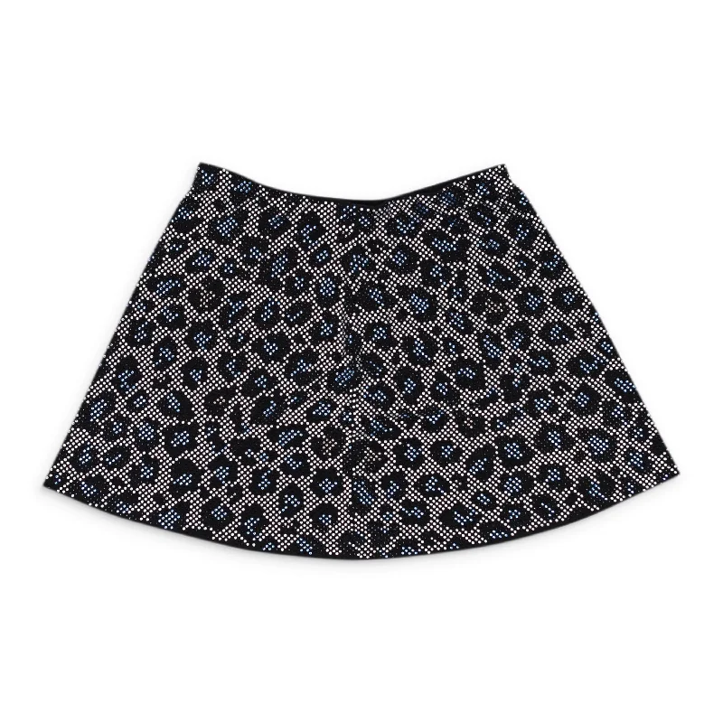 NWT ADAM SELMAN CRYSTAL RHINESTONE LEOPARD BLUE MINI SKIRT