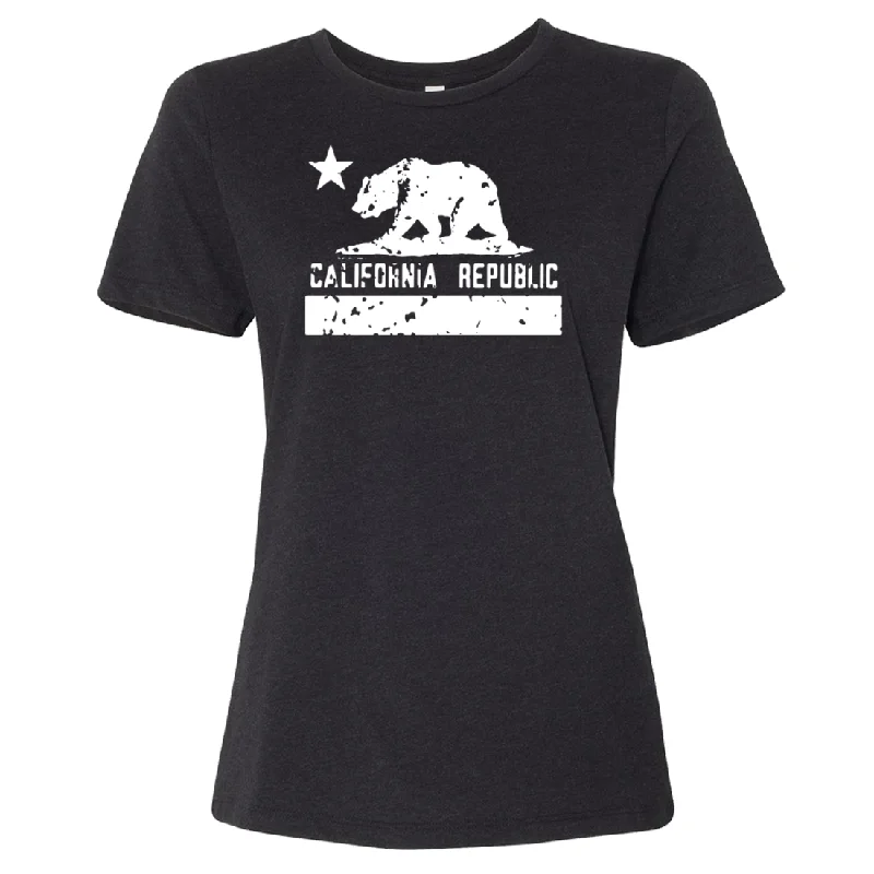 California Flag White Print Silhouette Women's Relaxed Jersey Tee