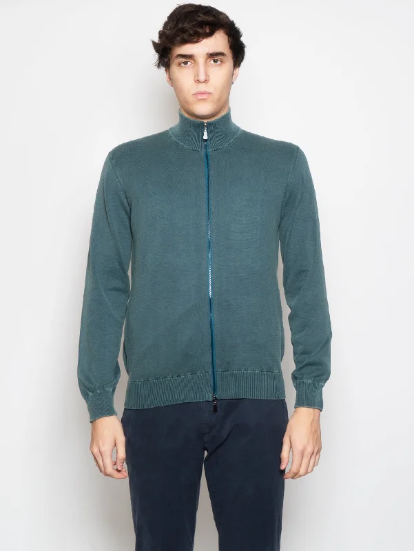 Cardigan full zip in Maglia Salvia