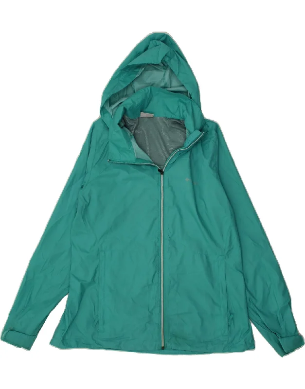 COLUMBIA Womens Hooded Rain Jacket UK 18 XL Turquoise Nylon