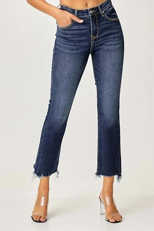 High Rise Straight Leg Jean In Dark Blue