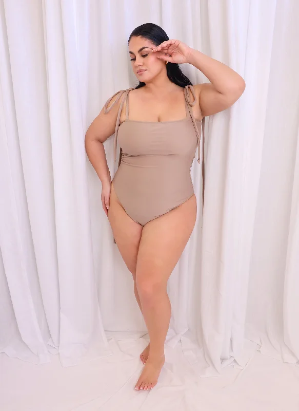 Capri Tie Strap Swimsuit - Taupe