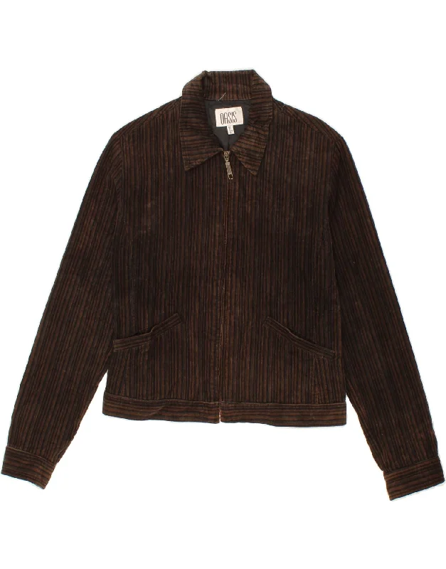 OASIS Womens Bomber Corduroy Jacket UK 10 Small  Brown Striped Cotton