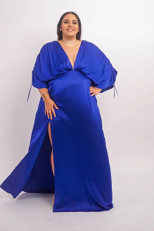 Cobalt Satin Kasumi Maxi Dress