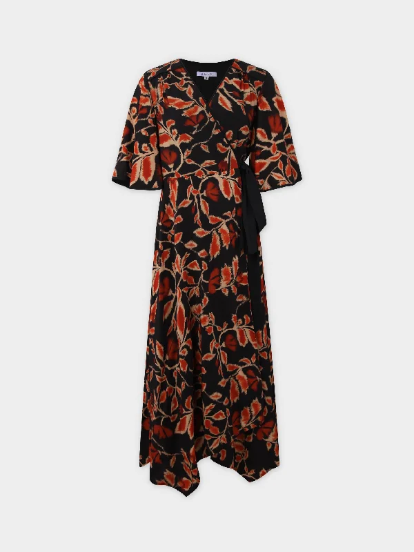 Flutter Sleeve Wrap Dress-Marigold