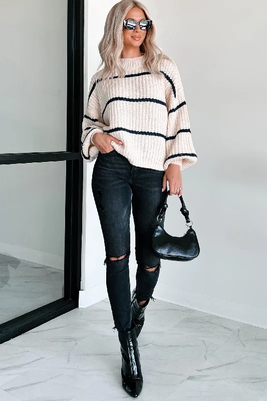 Avellino Oversize Stripe Sweater (Cream)