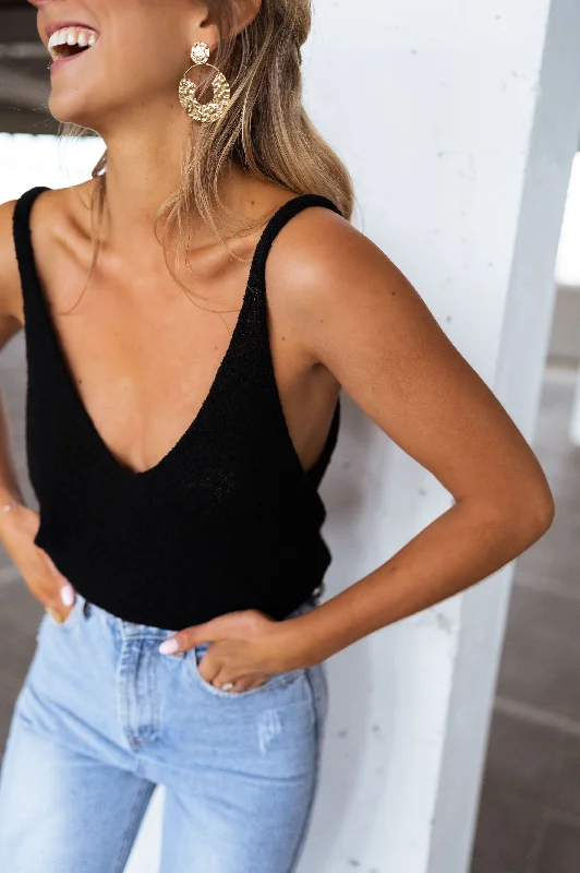 Black Neda Wool Effect Top