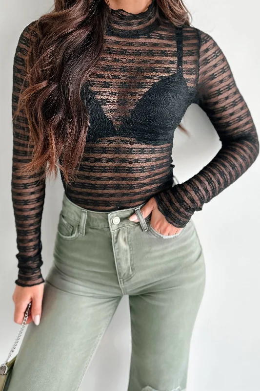 Mood Setter Lace Long Sleeve Top (Black)